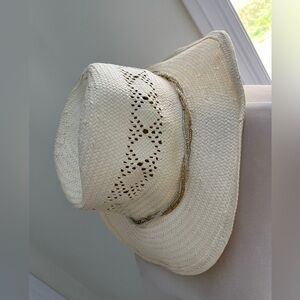 American Eagle straw cowgirl hat with beads